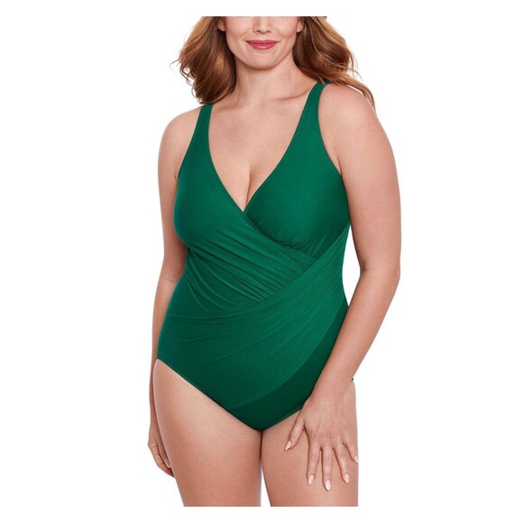 NWT Miraclesuit Plus Size Solids Oceanus One Piece Swimsuit Malachite Green 22W - Picture 2 of 8